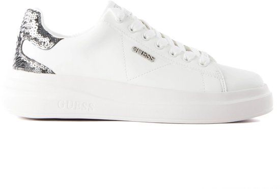 GUESS Elbina Lage sneakers Vrouwen Wit Synthetisch Rubber Plateau Veters Pailletten Maat 41