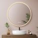 EMKE Ronde badkamerspiegel met rond licht, 60 cm, ronde led-spiegel met aanraakschakelaar, anti-condens, geheugenfunctie, driekleurig licht, dimbaar, zwart
