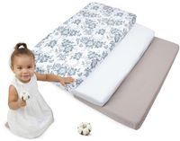 Medi Partners 3-delige hoeslakenset voor babybed, 60 x 120 cm, 100% katoen, beddengoed voor baby's, matras, kinderslaapzak, babybed (berry-wit-grijs)