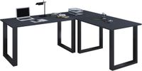 VCM L-vormig bureau, hoekbureau, gamingbureau, 160x160 cm, zwart/antraciet