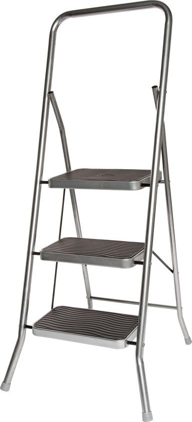 Cosy&Trendy Huishoudtrap Met 3 treden - Zilver - Vouwladder