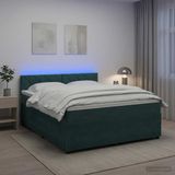 vidaXL Boxspringbed met matras, donkergroen, 140 x 200 cm, fluweel