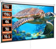 VEVOR Projectiescherm 254 cm HD 4K Buiten Binnen Handmatig Projectiescherm Snel Opvouwbaar Draagbaar Filmscherm 16:9 voor Thuisbioscoop, Camping en Vrijetijdsevenementen Zwart
