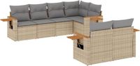 vidaXL 7-delige loungeset met kussens, polyrattan, beige