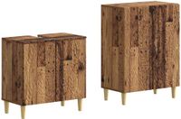 vidaXL - 2-delige - Badkamerkast - Set - DELFT - Oud - hout - Bewerkt - hout