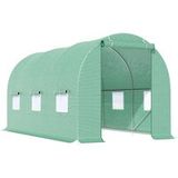 Serre de jardin tunnel 4,5 x 2 x 2 mètres, structure acier galvanisé renforcé, 6 fenêtres et 1 porte, abri de jardin vert