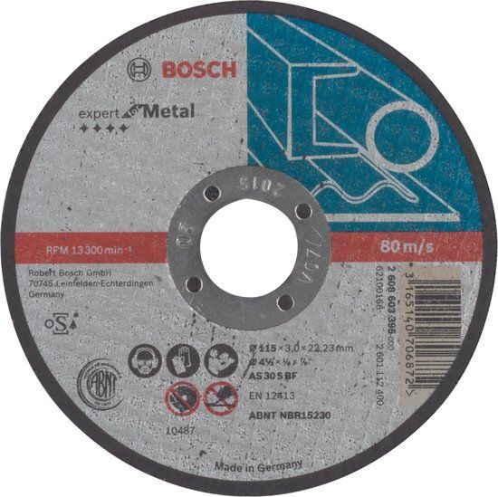 Bosch Accessoires Bosch Doorslijpschijf recht Expert for Metal AS 30 S BF, 115 mm, 22,23 mm, 3,0 mm