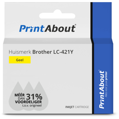 PrintAbout Huismerk Brother LC-421Y Inktcartridge Geel