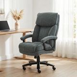 Chaise de bureau renforcée capacité 200kg, pivotante et inclinable en tissu velours, gris