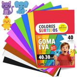 OFITURIA Eva-rubber voor school- en creatief knutselwerk, gekleurde schuimplaten voor doe-het-zelfprojecten, kunst, kinderdecoratie, scrapbooking, ambachtelijke designs, 40 x 30 cm (gesorteerd, 40