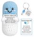 Poupée crochetée avec un message positif, carte et porte-clés inclus, bleu