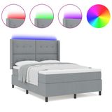 vidaXL LED Boxspringbed met hoofdeinde Lichtgrijs 140 x 190 cm Stof