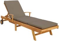 vidaXL Ligstoel met kussen, 100% polyester, teak solide