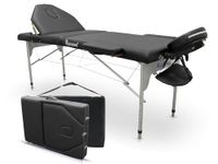 QUIRUMED Opvouwbaar aluminium PRO 186 x 66 cm met opklapbare rugleuning zwart