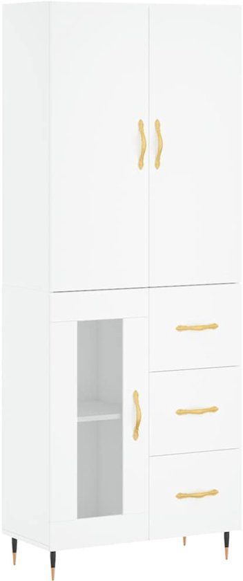 vidaXL Hoge kast 69,5x34x180 cm Bewerkt hout Wit