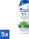 Head & Shoulders 2-in-1 Anti-roos Shampoo en Conditioner – Menthol Fresh – 270 ml - Voordeelverpakking - 5 stuks