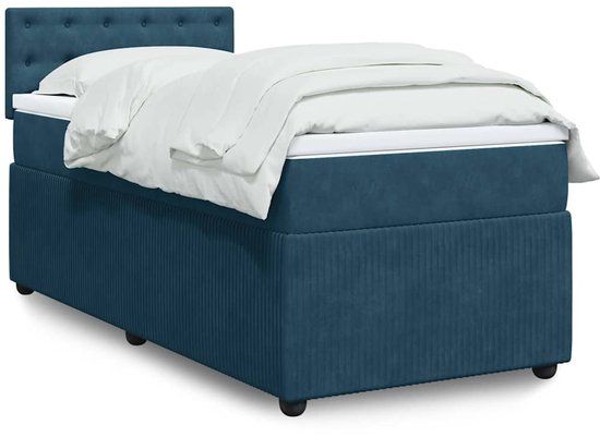 vidaXL Boxspring met matras fluweel blauw 80x200 cm