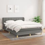 vidaXL Boxspring met matras, stof, donkergrijs, 140x190 cm