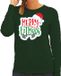 Bellatio Decorations Merry fitmas Kerst sweater / kersttrui groen voor dames - Kerstkleding / Christmas outfit M