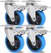 Roulettes de meubles - Roulettes pivotantes, directionnelles, 10 cm - Jeu de 4 - Inox - Avec frein - Adaptées aux armoires et aux meubles - Doré