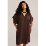 WE Fashion Curve korte jurk bruin