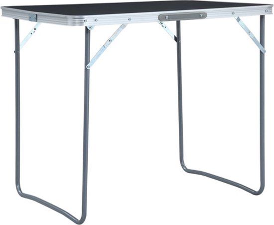 vidaXL Campingtafel inklapbaar met metalen frame 80x60 cm grijs