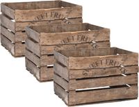 Esschert Design Esschert Fruitkist - Set van 3 stuks - Hout - Bruin