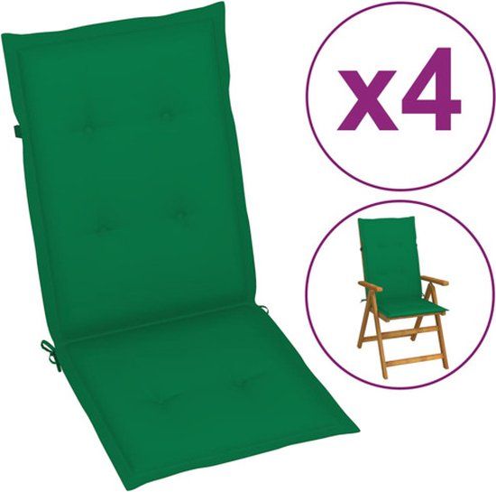 vidaXL Tuinstoelkussens 4 st hoge rug 120x50x3 cm stof groen