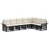 vidaXL Tuinbank - Set - 7 - st - Zwart - poly - rattan