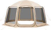 VEVOR Campingtent, 457,2 x 420,6 x 245 cm, feesttent voor 12-15 personen, pop-up tent, beige
