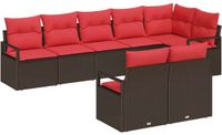 vidaXL Tuinbank - Set - 8-stuks - Bruin en Rood - Polywood