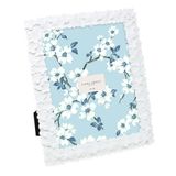 Laura Ashley 8x10 witte bloem getextureerde handgemaakte hars fotolijst w/ezel & haak voor tafelblad en wanddisplay, decoratief bloemenontwerp huisdecoratie, fotogalerij, kunst (8x10, wit)