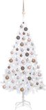 vidaXL Kunstkerstboom met verlichting en kerstballen 150 cm PVC wit