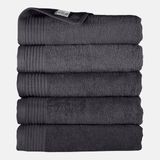 The One Towelling Handdoek - 50x100 cm - 5 stuks - Hotelkwaliteit - 450 g/m² - 100% Gekamd katoen - Antraciet