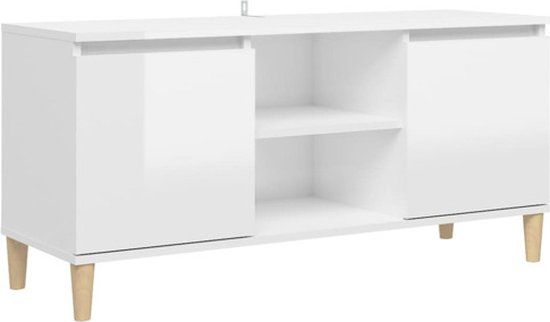 vidaXL Tv-meubel met houten poten 103,5x35x50 cm hoogglans wit