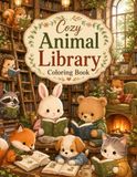 Cozy Animal Library Coloring Book