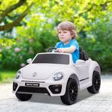 Volkswagen Voiture Électrique Pour Enfants, Vw Coccinelle, 3-5 Km/h, Avec Télécommande Et Musique, Blanche