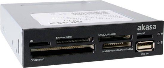 Akasa AK-ICR-07 Inbouw-geheugenkaartlezer USB 2.0 Zwart