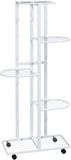 vidaXL Bloemenstandaard met wielen 5-laags 44x23x100 cm ijzer wit