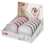 EMOS LED zakspiegel met licht, 10 stuks kleine make-upspiegel, handspiegel, reisspiegel met standaard in 2 kleuren (wit, roze), 2 lichtmodi, incl. batterijen