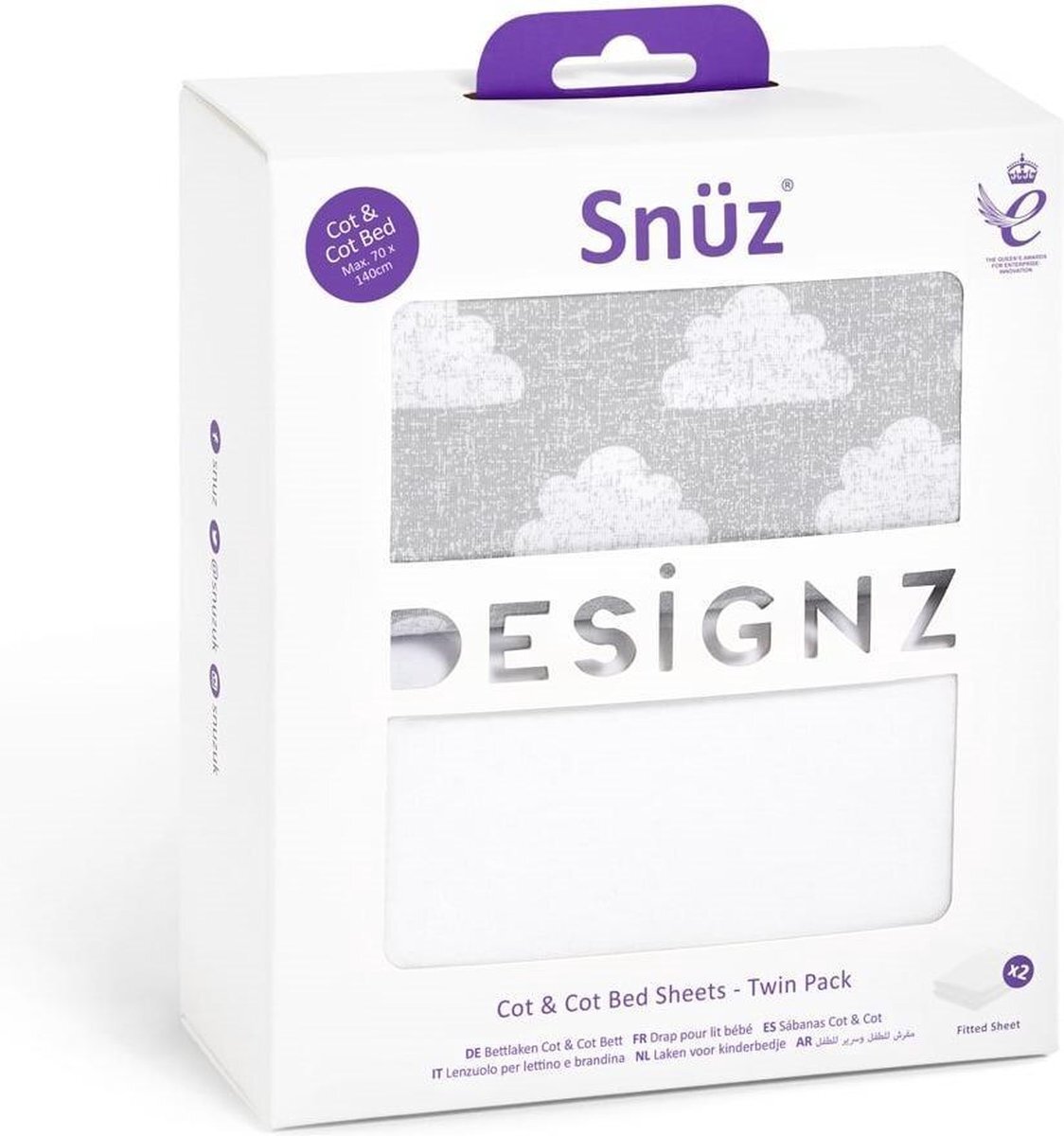 Snuz Twin Pack lakens voor Snuzkot Cloud grijs