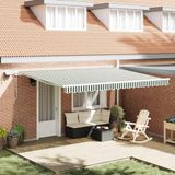 vidaXL Parasol extensible, vert et blanc, 450 x 300 cm