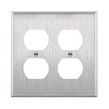 Enerlites 7722 2-Gang Duplex Receptacle RVS Wall Plate, Standaardgrootte