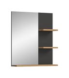 xonox.home Badkamer Canu spiegel wandspiegel badkamerspiegel toiletspiegel badkamerspiegel in corpus basalt grijs Nb. planken Artisan eiken Nb., ca.63x73x16 cm met plank