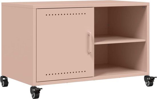 vidaXL Tv-meubel - 68x39x43,5 cm - Staal - Roze