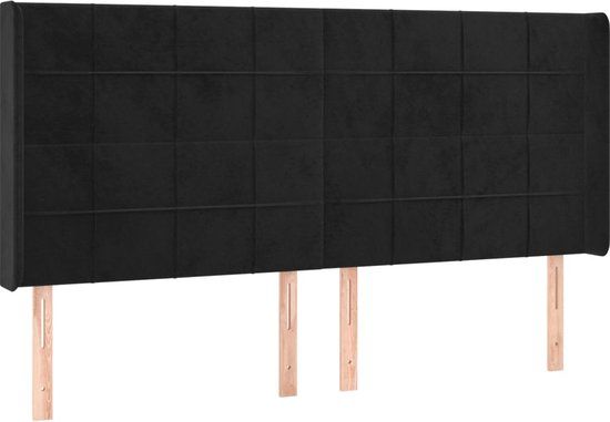 vidaXL Hoofdbord met randen 183x16x118/128 cm fluweel zwart