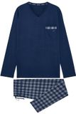 HOM Sid Pyjama set lange mouw/lange broek Navy Mannen 2XL