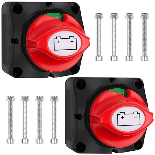 2 Bolatus 2 stuks batterij-scheidingsschakelaar, 12 V, 24 V, 48 V, 275 A, hoofdschakelaar, accuschakelaar, 1-2-both-off stroomschakelaar, accu-scheiding, master voor auto, vrachtwagen, boot, jacht