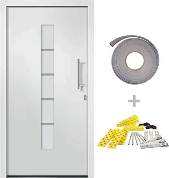vidaXL Voordeur 100x210 cm Aluminium en PVC Wit
