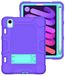 iPad Apple iPad mini6 2021 Hoes met standaard, duurzame, schokbestendig, harde hybride drielaagse beschermhoes, softshell, Apple tablet, siliconen hoes (paars + mintgroen)